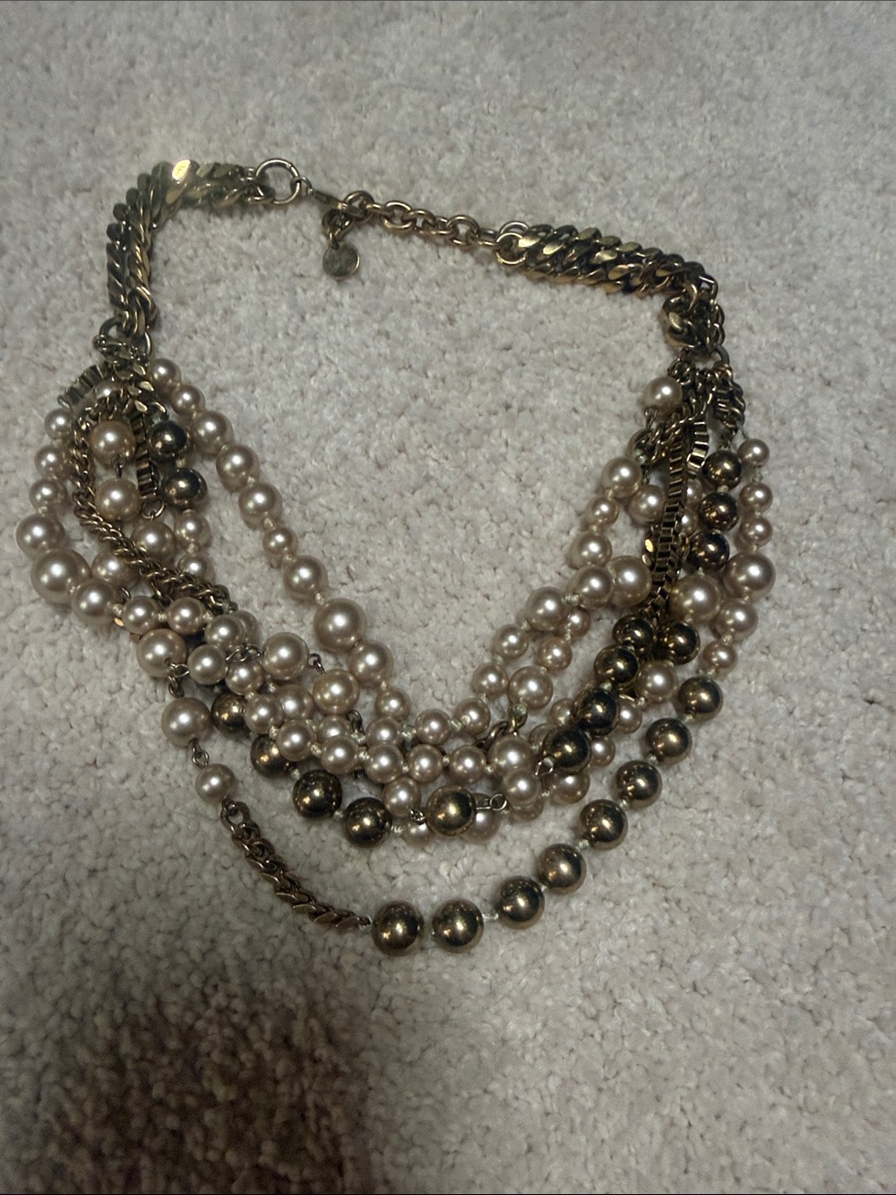 Stella & Dot Layered Pearl and Gold-Tone Statement Necklace